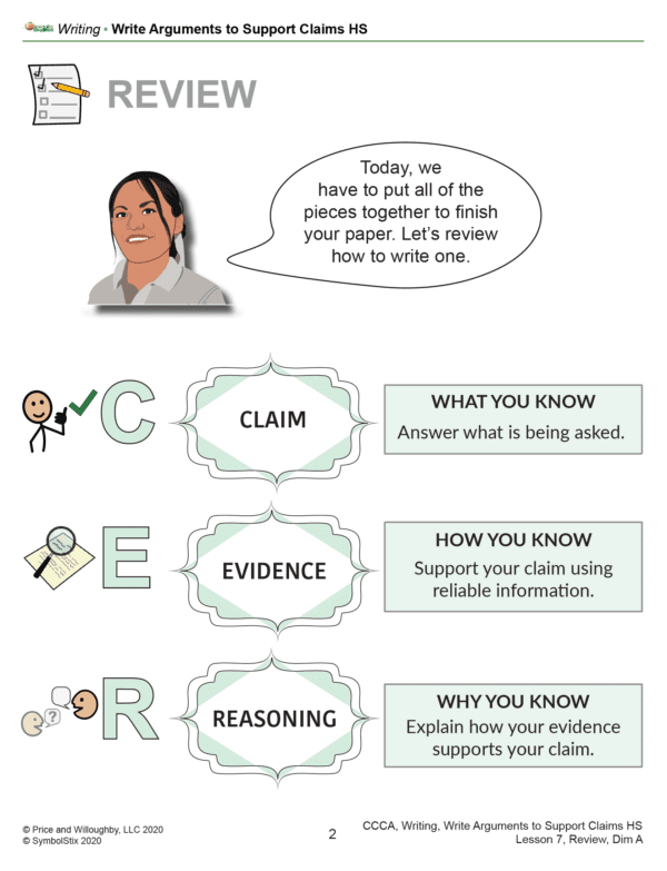 Write Arguments to Support Claims HS