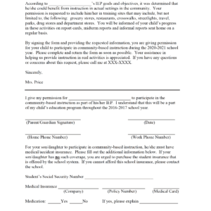 CBI Forms: Sample Permission Form