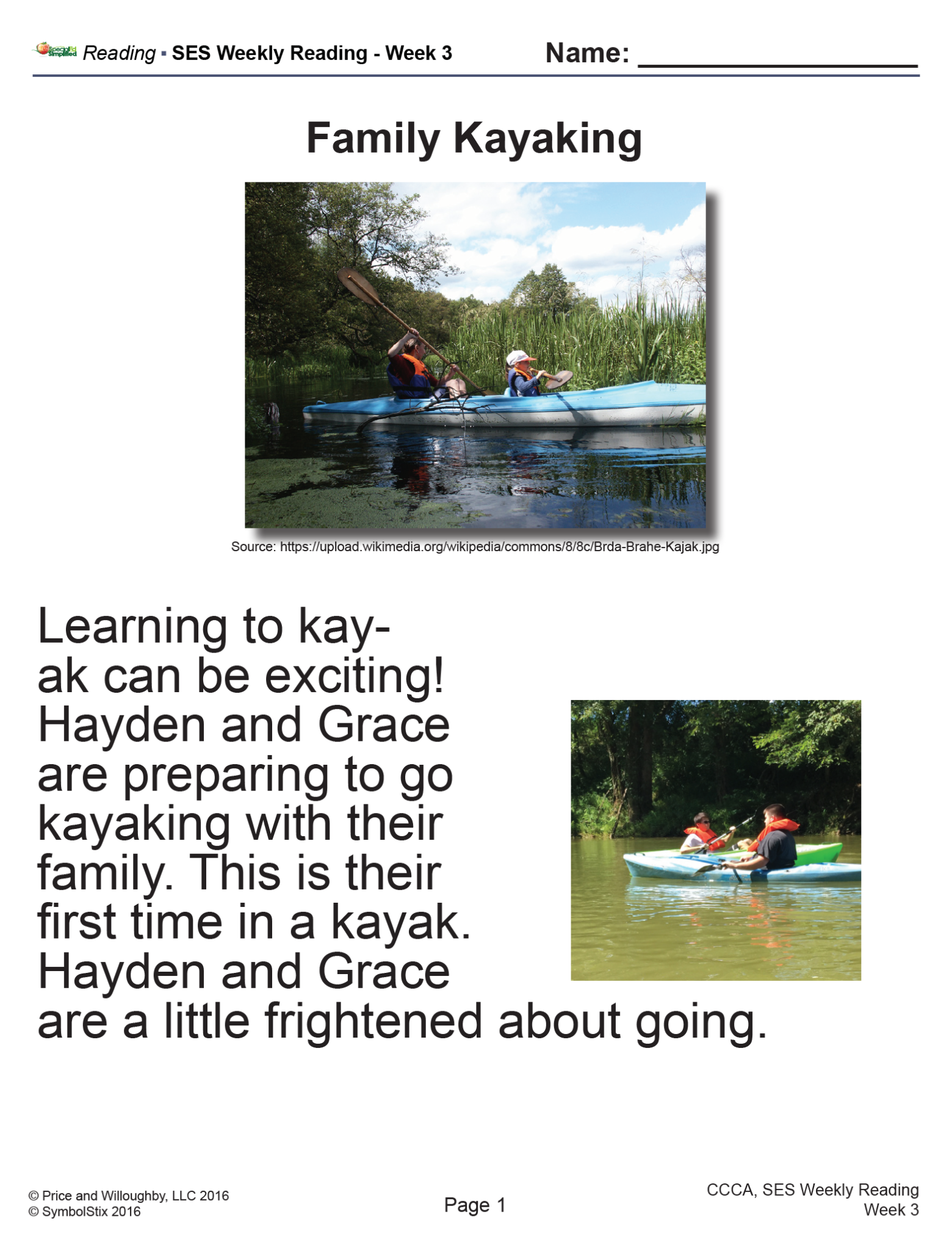 SES Reading- Family Kayaking