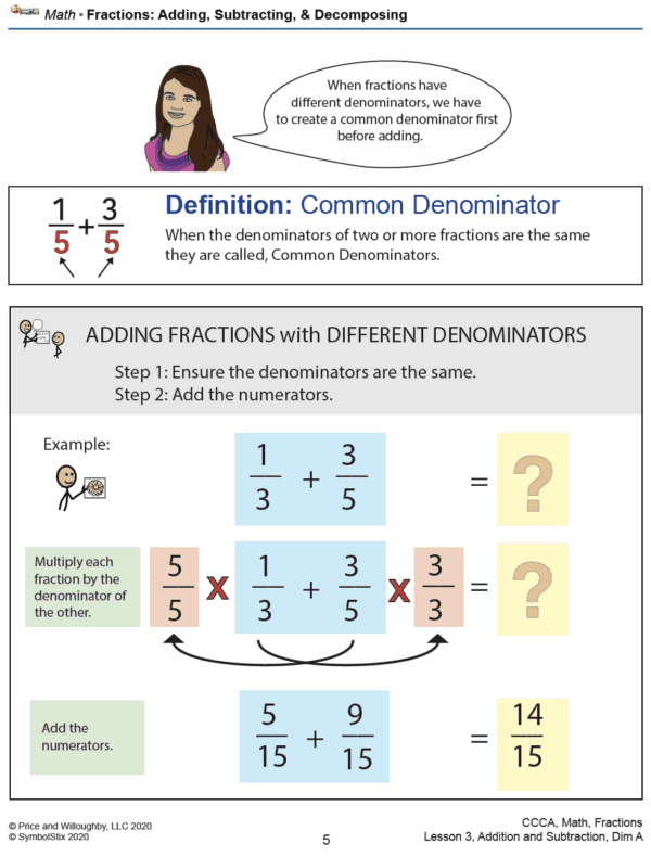Fractions - adding, subtracting, and decomposing