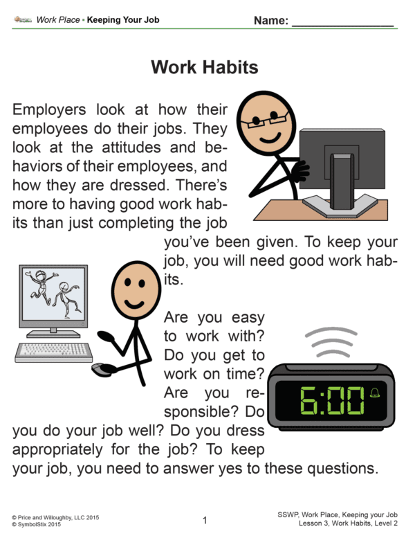 Vocational Activity: Keeping Your Job
